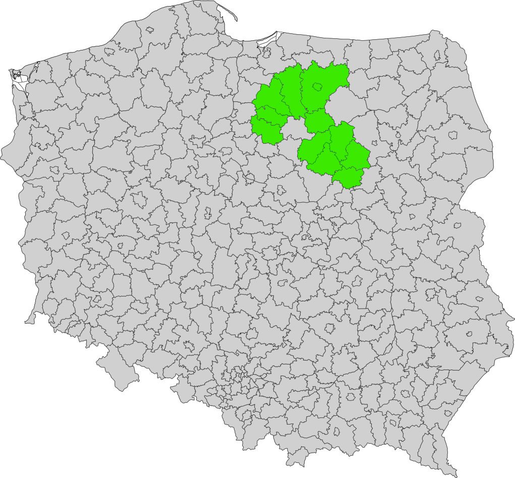 Mapa powiatów, na których działa Związek